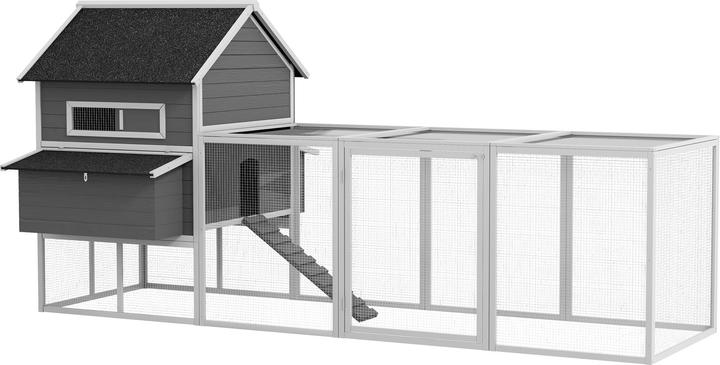 Image du produit PawHut Hühnerstall Tannenholz, Metall Grau