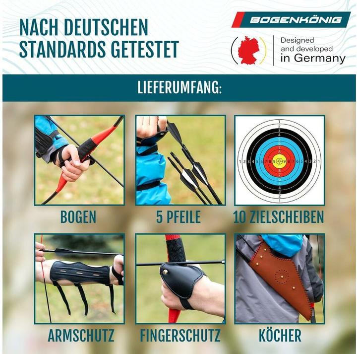 Actual product image Bogenkönig Bogenschiess-Set mit Köcher 30 lbs