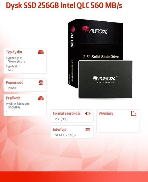 Produktbild AFOX SSD 256GB INTEL QLC 560 MB/S (256 GB, 2.5")