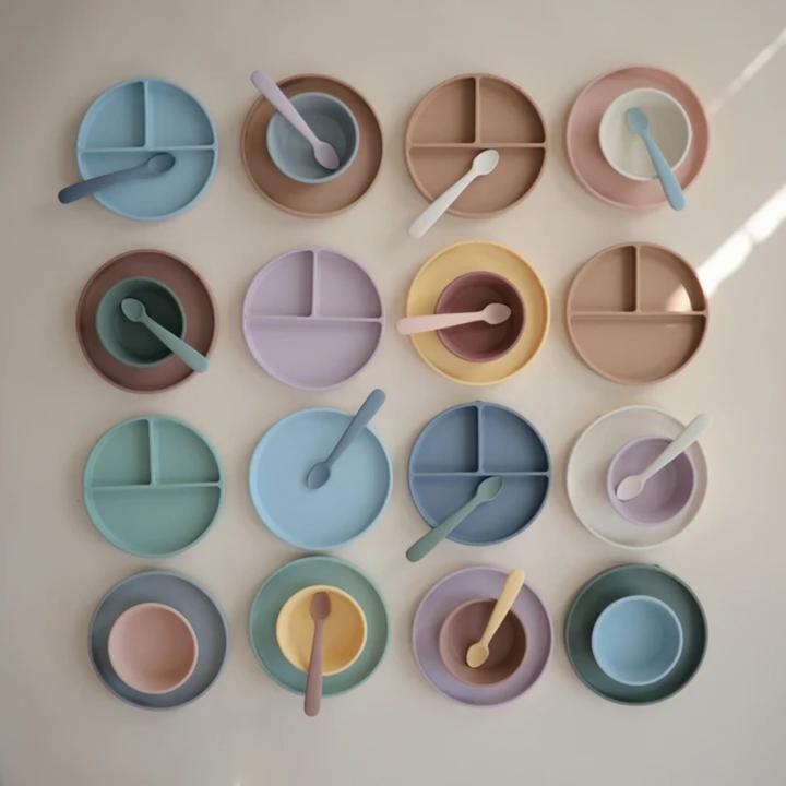 Actual product image Mushie Classic Silicone Plate Powder