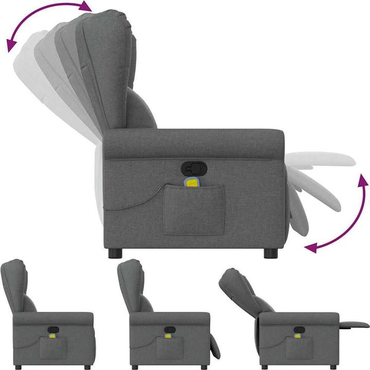 Immagine prodotto vidaXL Poltrona massaggiante in tessuto grigio scuro Poltrona TV massaggiante