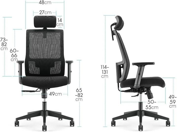 Actual product image Waytex Ergonomic Office Chair with Adjustable Lumbar Support, Headrest, and Synchronized Tilt