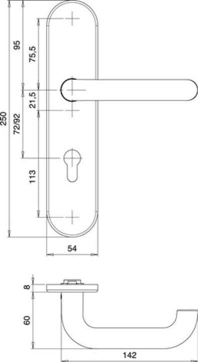 Produktbild EDI Schutzgarnitur Logo 8753/0272 Aluminium F1 72 mm 35-45 mm (Türgriff)