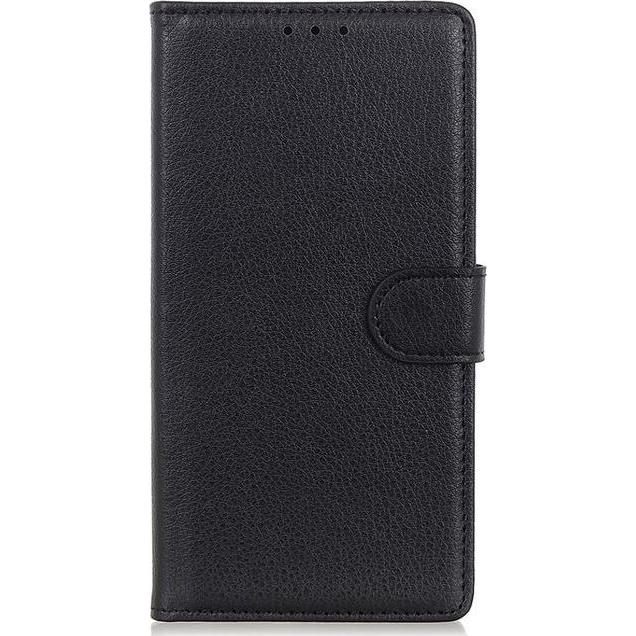 MU Classic Litchi Leder Bookcover Series (OnePlus 9RT 5G), Smartphone Hülle, Schwarz