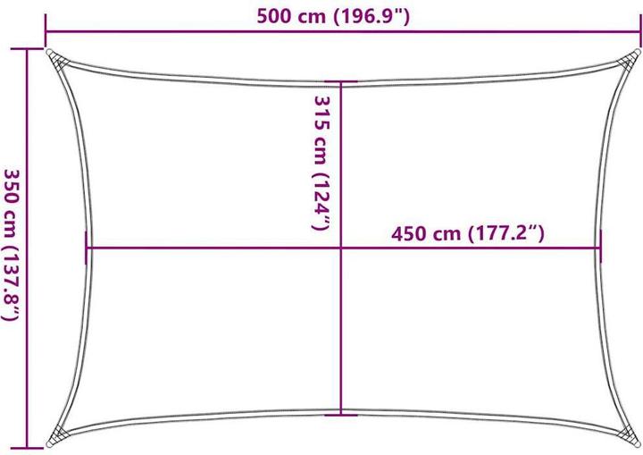 Produktbild vidaXL Sonnensegel 160 g/m² Rechteckig HDPE (3.5 x 5 m)