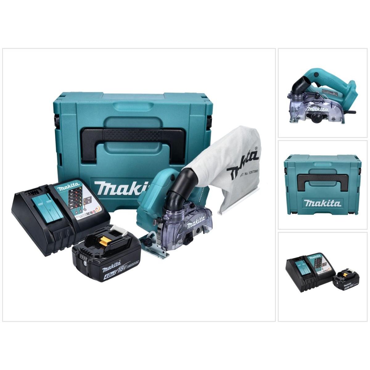 Makita, Schleifmaschine + Poliermaschine, DCC 500 RM1J Akku Diamantschneider 18 V 125 mm Brushless + 1x Akku 4,0 Ah + La...