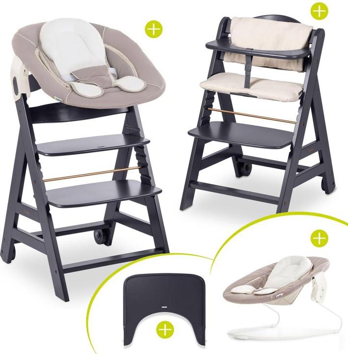 Produktbild Hauck Hochstühle Beta Plus Dark Grey 5-tlg. Newborn Set - Hochstuhl (Hochstuhl, Treppenhochstuhl)