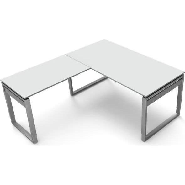 Kerkmann, Schreibtisch, Schreibtisch Form5 160 Bügel-Gestell 160x80x68-82cm / Anbau 100x60cm lichtgrau