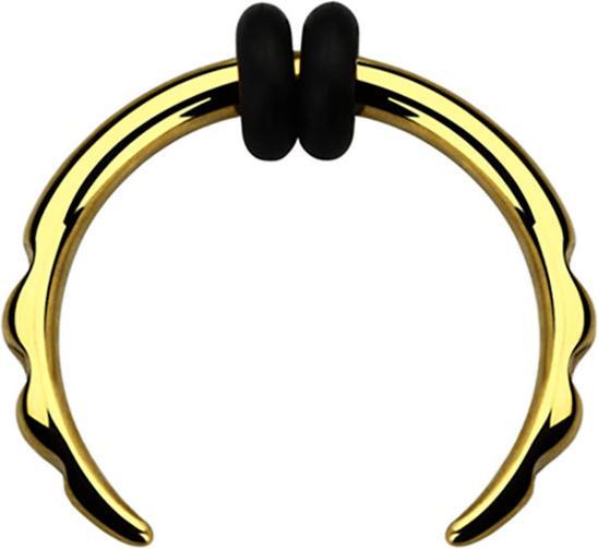 Produktbild Star Piercing Dehnsichel vergoldet mit 3 kerben (ohne Messing, Chirurgenstahl 316L)