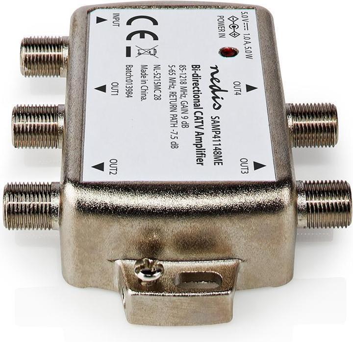 Produktbild Nedis CATV-Verstärker Verstärkung dBi (bei Antennenkabel): 9 dB 85-1218 MHz Anzahl der Ausgänge: 4 (9 dB, Antennenkabel)