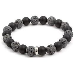 Beneto, Armschmuck, Beaded bracelet made of lava stone and agate MINK101 - Length: 17 cm (L), (17 cm, Lava Stein, Agate)