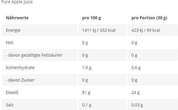 Nährwerte und Zutaten More Nutrition More Clear (Apfel, 1 x, 600 g)