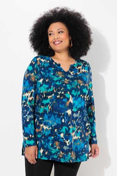 Image du produit Ulla Popken T-shirt long, col tunisien et manches longues, coupe évasée (62)