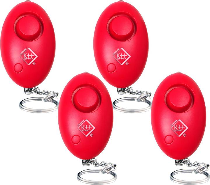 KH Security Set of 4 personal alarms incl. LED light, 120dB, pink