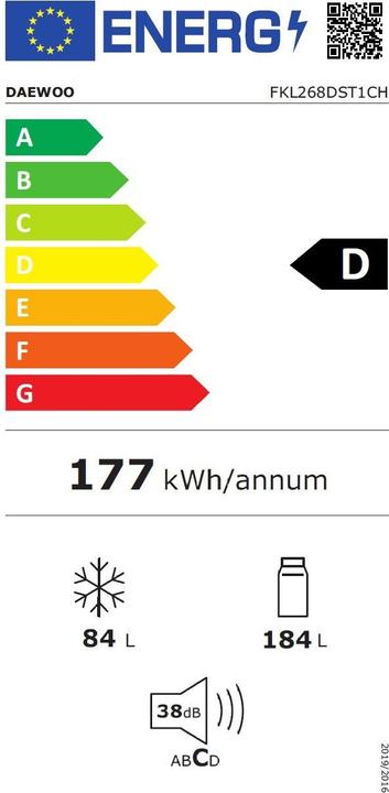 Energie-Label Daewoo FKL268DST1CH (268 l)