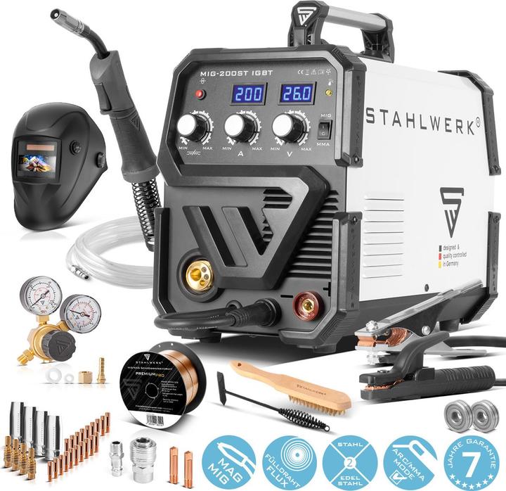 Stahlwerk Welding machine MIG MAG 200 ST IGBT fully equipped with 200 amps electric manual