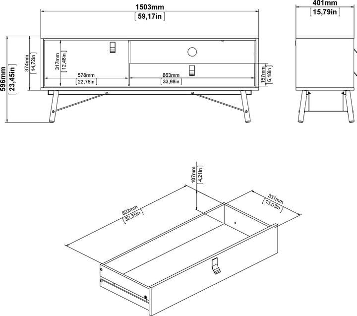 Immagine prodotto Tvilum Ry (150.30 x 40.10 x 59.60 cm)