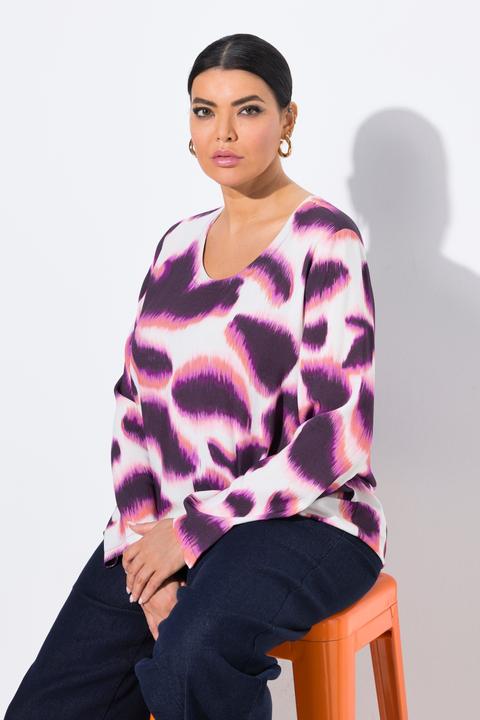 Image du produit Ulla Popken Blouse avec imprimé, décolleté rond et manches longues (54)