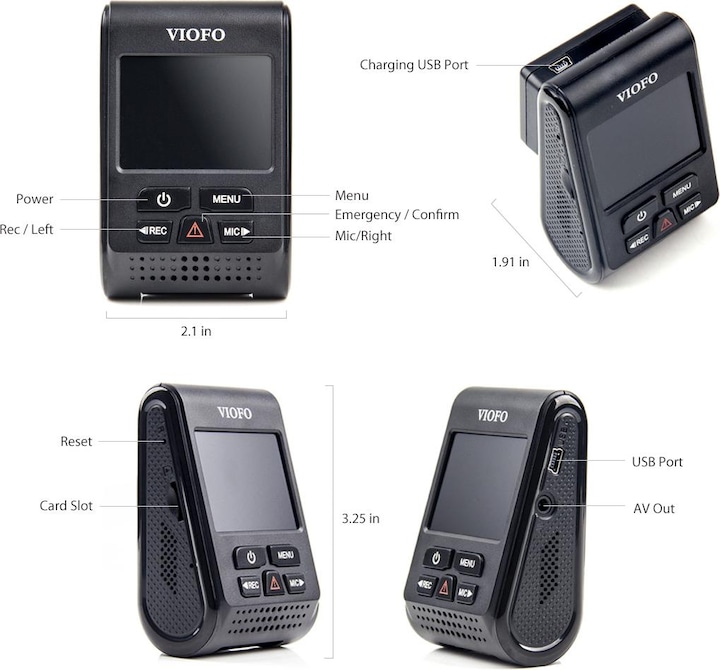 Actual product image Viofo A119 V3 Dashcam Black (Accelerometer, 2K)