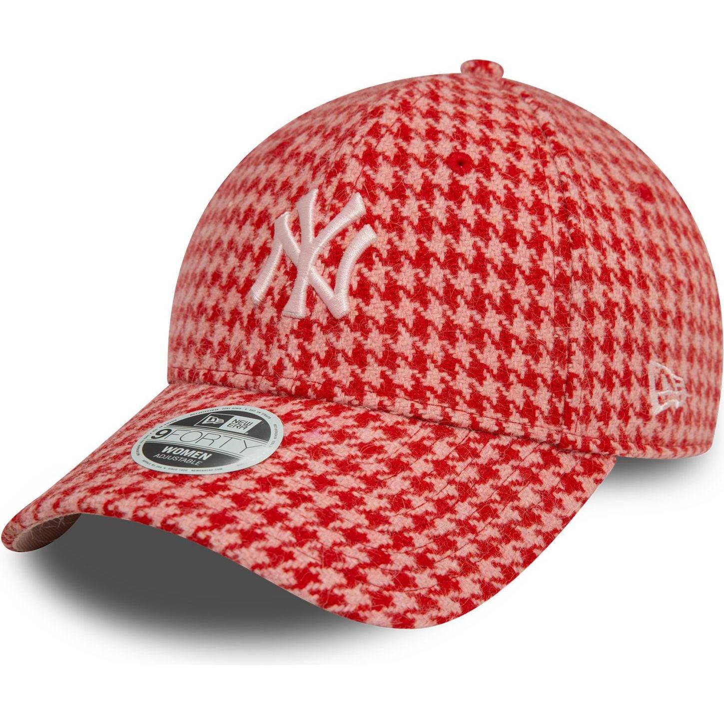 New Era, Damen, Cap, 9Forty Damen Cap - HOUNDSTOOTH NY Yankees rosa rot, Rot