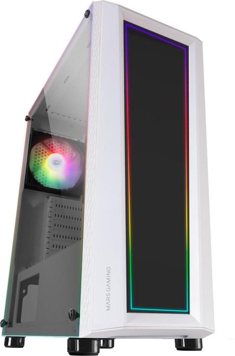Mars Gaming Boitier Moyen Tour ATX MC-ART RGB avec panneaux vitrés (Blanc) (mATX, Mini-ITX, ATX)