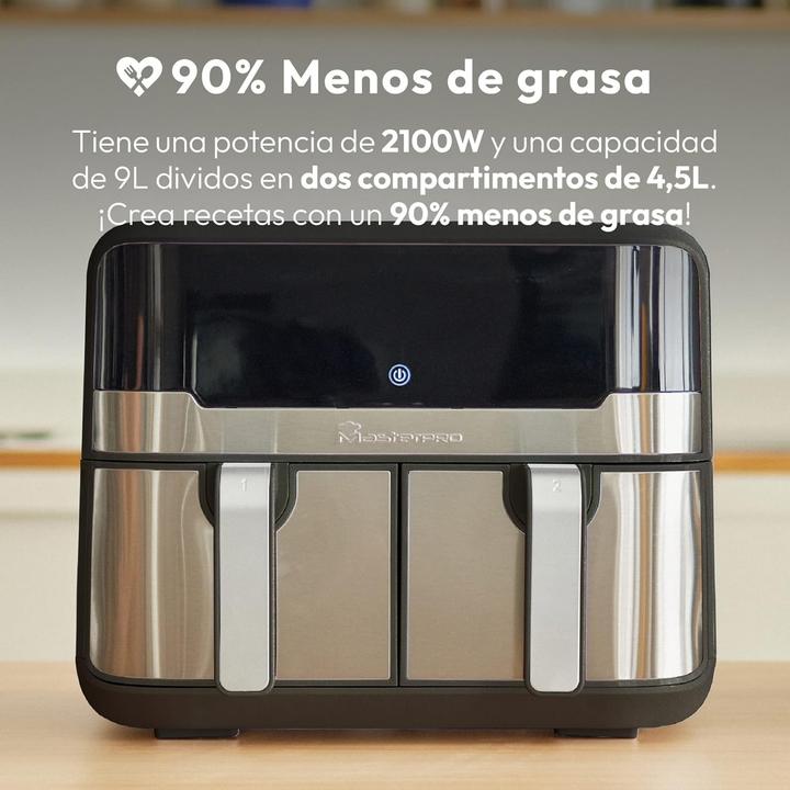 Image du produit MasterPRO Friteuse à air chaud 2400W revêtement antiadhésif, boîtier Cool-Touch, fonction minuterie, avec di