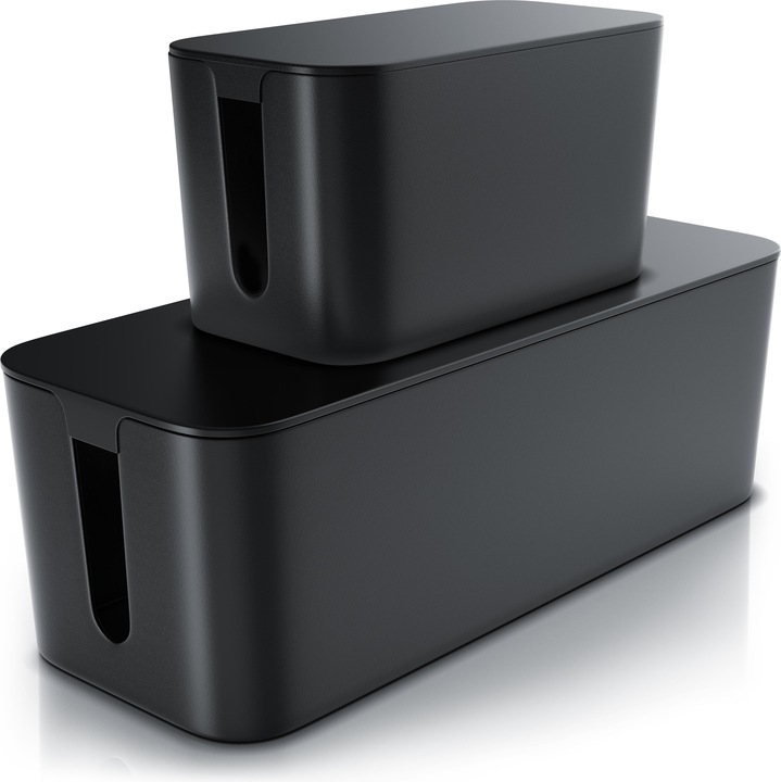 Produktbild Bearware 2x Kabelbox, Kabelkasten mit Gummifüssen, Kabelordner, Ladebox, Kabel Organisator, Kabelmanagement