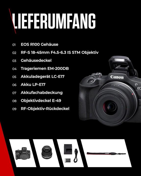 Actual product image Canon EOS R100 Kit (18 - 45 mm, 24.10 Mpx, APS-C / DX)