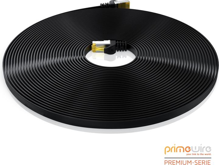 Actual product image Primewire CAT.7 network cable flat - Ethernet Gigabit Lan cable RJ45 - patch cable - comp. CAT.5 CAT.6 CAT.8 (U/FTP, CAT7, 25 m)
