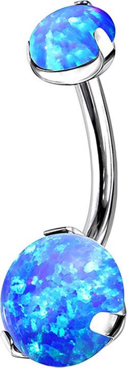 Produktbild Star Piercing Banane silber mit zwei Opale blau (Titan, ohne Messing)