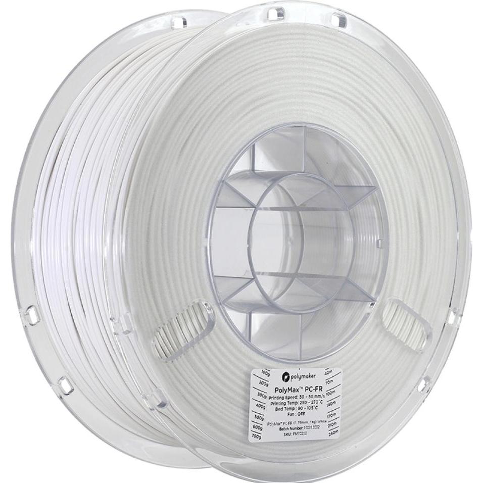 Polymaker Polymax PC-FR White 1.75mm 1kg (PC, 1.75 mm, 1000 g, Weiss), 3D Filament, Weiss
