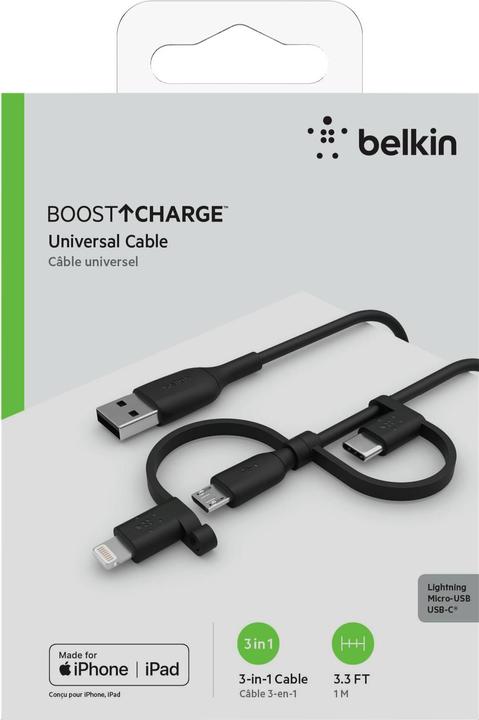 Produktbild Belkin 3in1 (1 m, USB 2.0, 15 W)