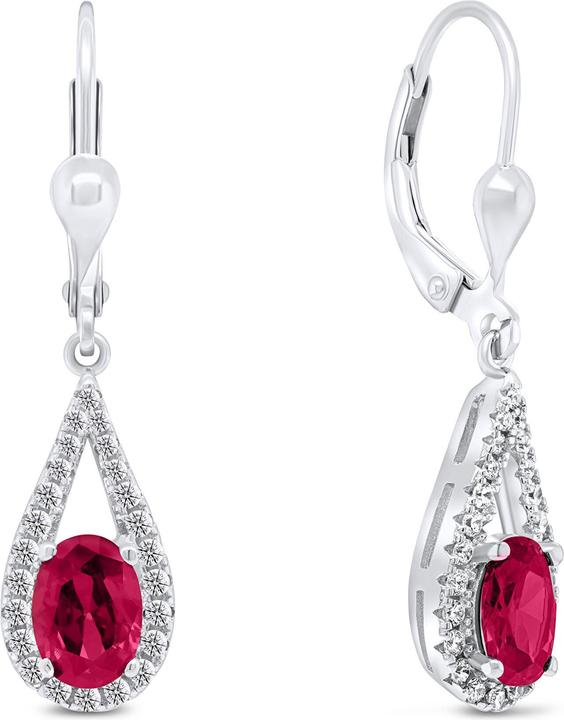 Image du produit Brilio Silver - Impressionnantes boucles d'oreilles en argent avec zircons rouges EA310WR