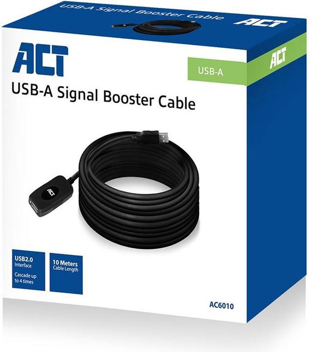 Image du produit ACT AC6010 Câble USB 10 m 2.0 USB A noir (10 m, USB 2.0)