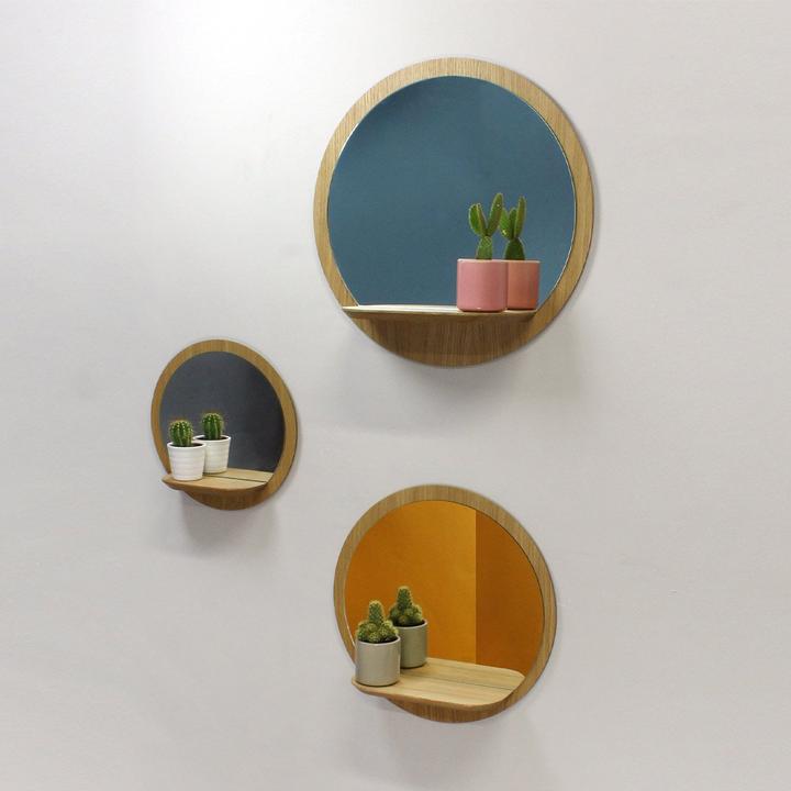 Image du produit Reine Mère Miroir mural avec étagère petit modèle - Dia. 29.5 cm