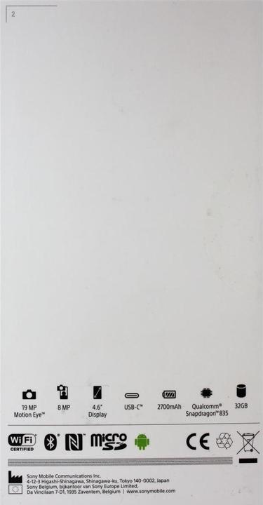 Actual product image Sony Xperia XZ1 Compact (32 GB, Black, 4.60", Single SIM, 19 Mpx, 4G)