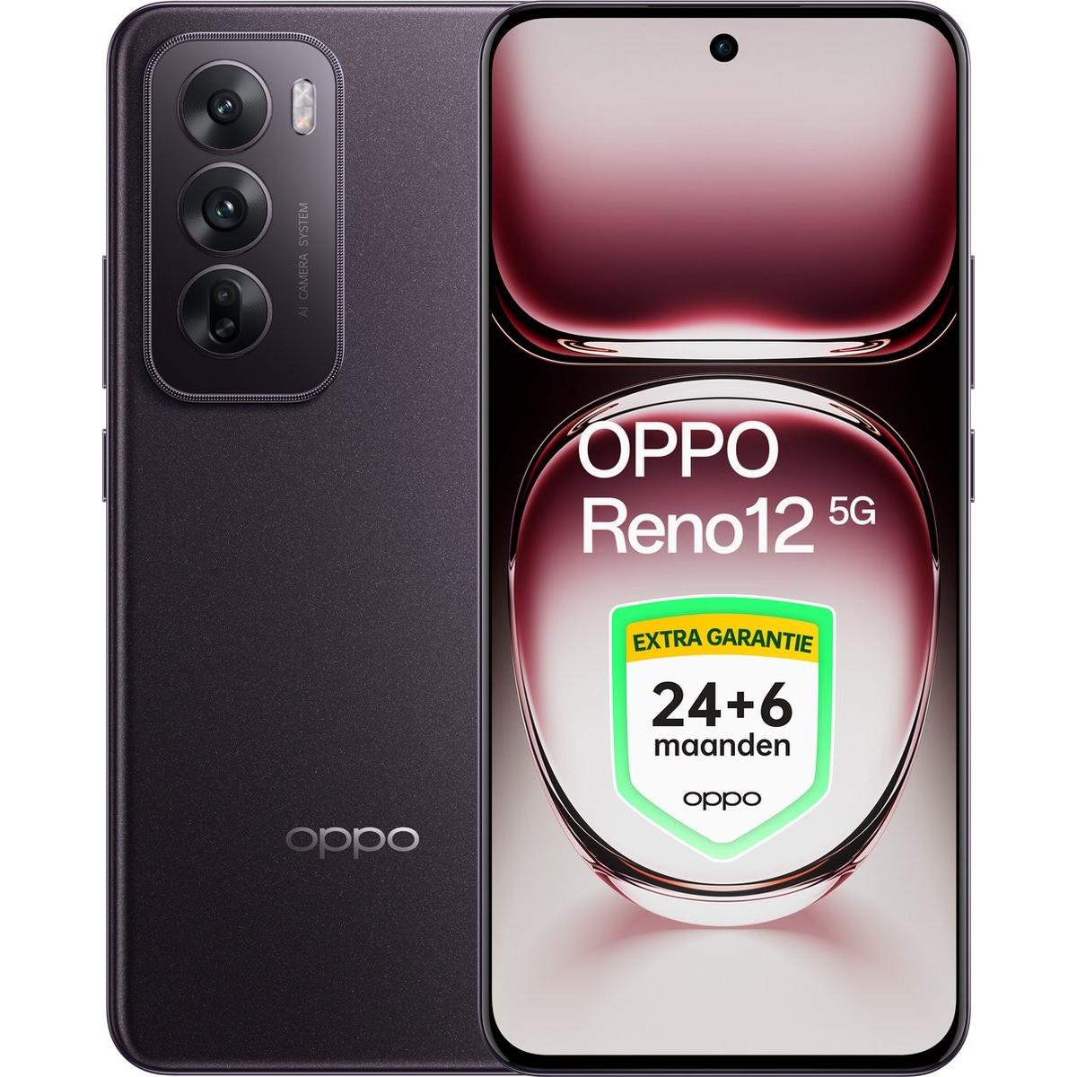 OPPO Reno12 (256 GB, Schwarzes Braun, 5G), Smartphone, Schwarz, Braun
