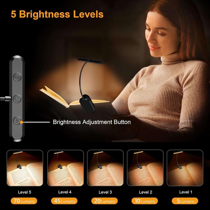 Actual product image Gritin LED reading lamp book clamp