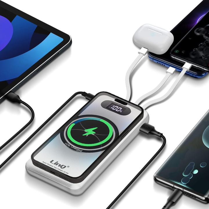 Actual product image LinQ 15,000mAh Powerbank Wireless Charging + USB / USB-C + Multi-Cable (15000 mAh)