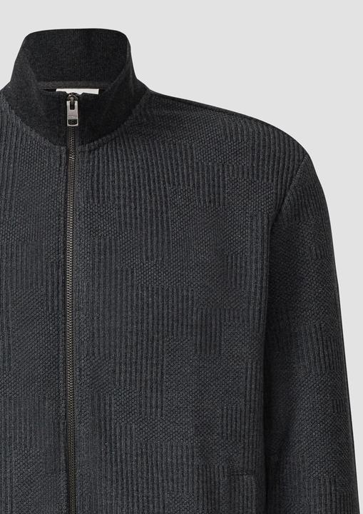 Produktbild s.Oliver Sweatshirt Jacke Strukturierte Sweatshirtjacke mit Stehkragen (L, S)