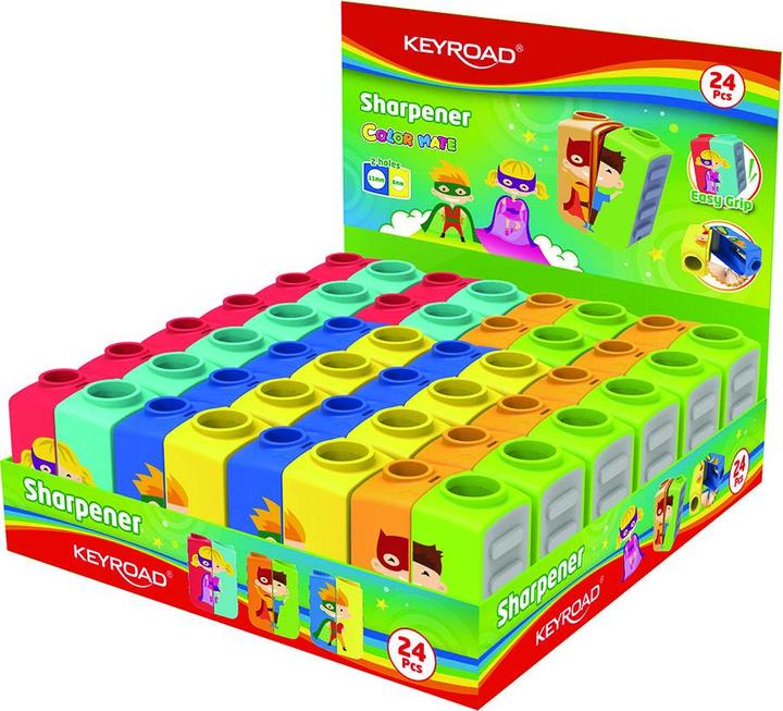 Temperamatite Doppio Foro In Plastica Trasparente Fluorescente – Lamette In Acciaio Duro, Forma Rettangolare Ergonomica
