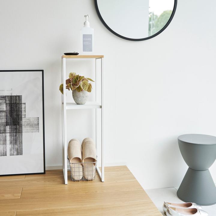 Actual product image Yamazaki 2-tier shelf with wooden top TOWER