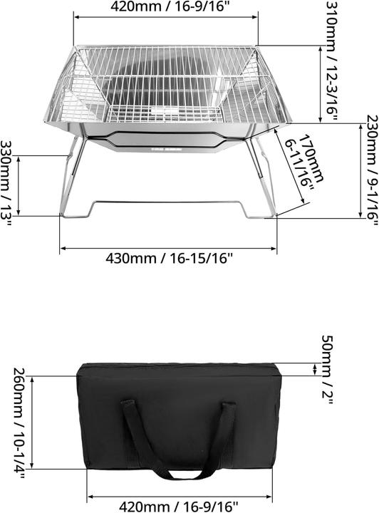 Produktbild Qwork Faltbare Feuerschale (42 cm)