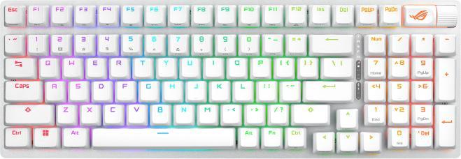 Actual product image ASUS ROG STRIX SCOPE II 96 Wireless White - Keyboard Wired & Wireless - Bluetooth 5.1 - USB - 1000 H (US, Cable, Wireless)
