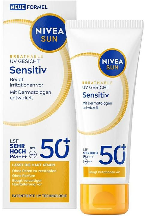 Actual product image NIVEA UV Face Sensitive (Sun cream face, SPF 50+, 40 ml)