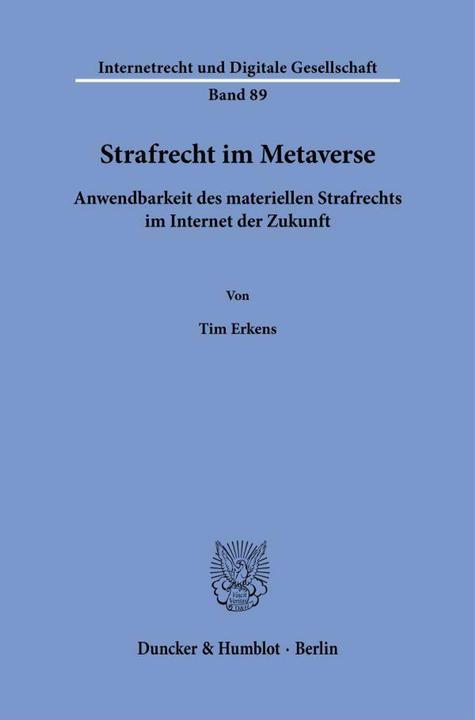 Produktbild Erkens:Strafrecht im Metaverse (Deutsch, Tim Erkens)