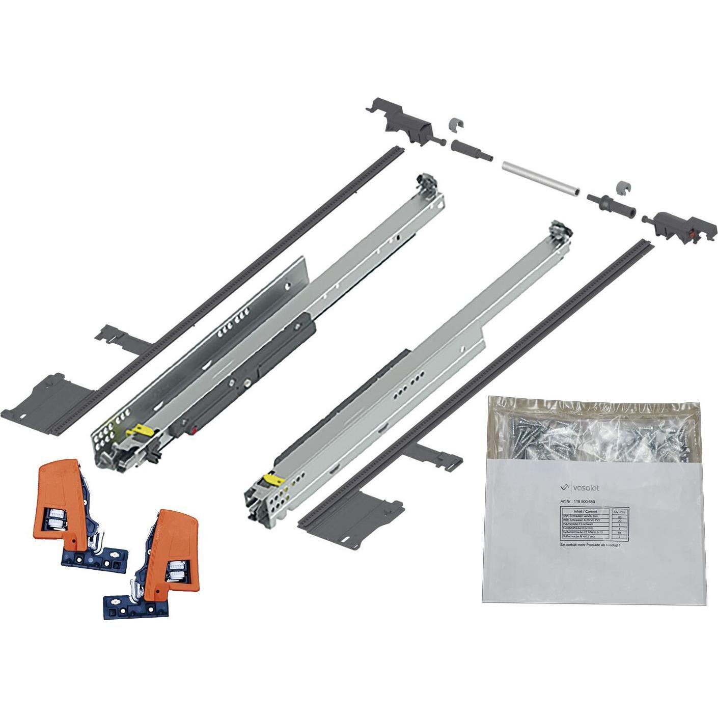 Vasalat, Schubladenauszüge, BLUM MOVENTO TIP-ON Schubladenschienen, 700mm Auszug 60kg Seitenstabilisierung