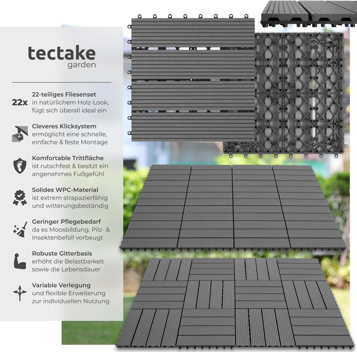 Immagine prodotto tectake Set Terrassenfliesen (22 x, 31 x 31 cm)