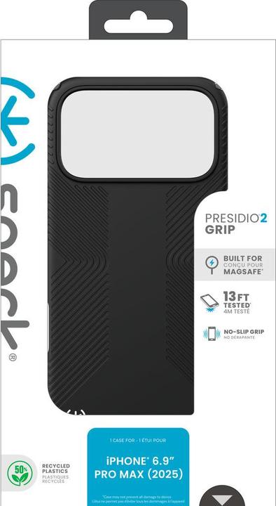 Actual product image speck Presidio2 Grip + MS Apple iPhone 17 Pro Max Black - with Microban (Apple iPhone 17 Pro Max)