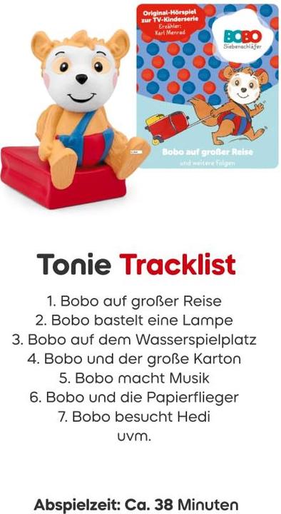 Produktbild Tonies Audiosystem Hörfigur Bobo Siebenschläfer - Bobo auf grosser Reise und weitere Folgen (Deutsch)